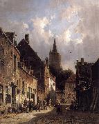 Adrianus Eversen A Dutch Street Scene painting